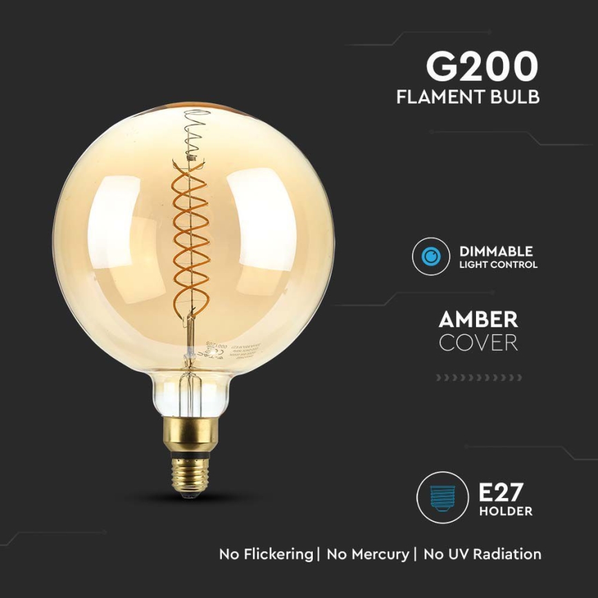 LED Prigušiva žarulja FILAMENT G200 E27/8W/230V 1800K