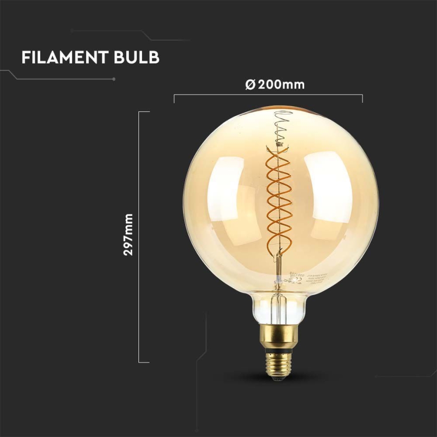 LED Prigušiva žarulja FILAMENT G200 E27/8W/230V 1800K