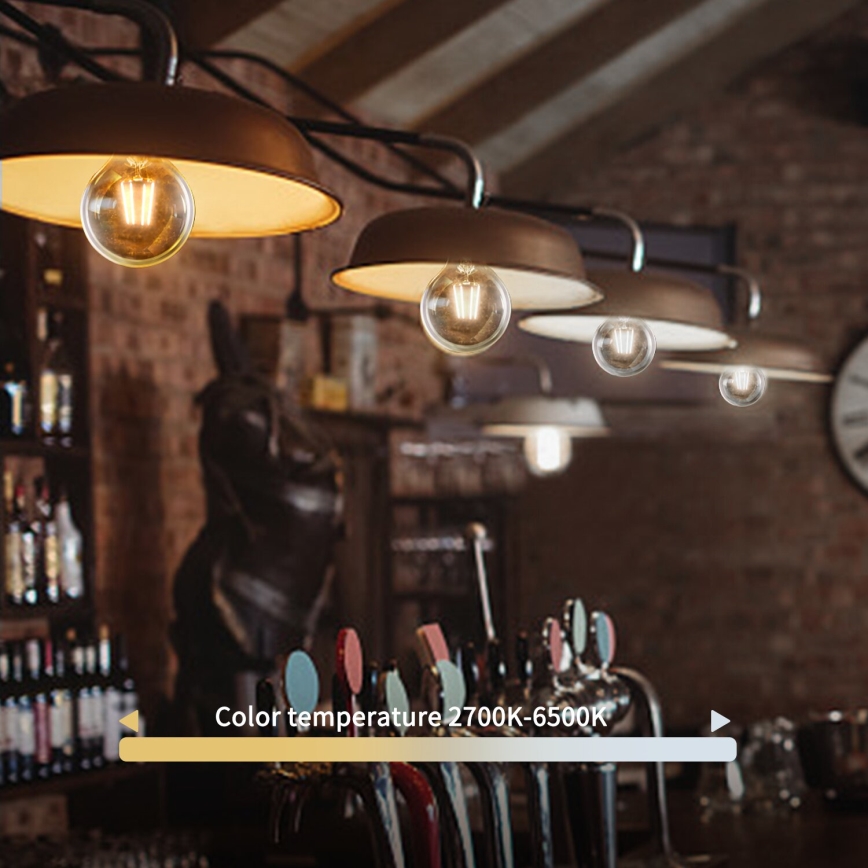 LED Prigušiva žarulja FILAMENT G45 E14/4,5W/230V 2700-6500K Wi-Fi - Aigostar