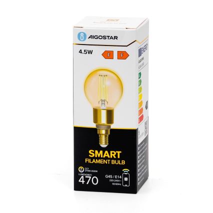 LED Prigušiva žarulja FILAMENT G45 E14/4,5W/230V 2700-6500K Wi-Fi - Aigostar