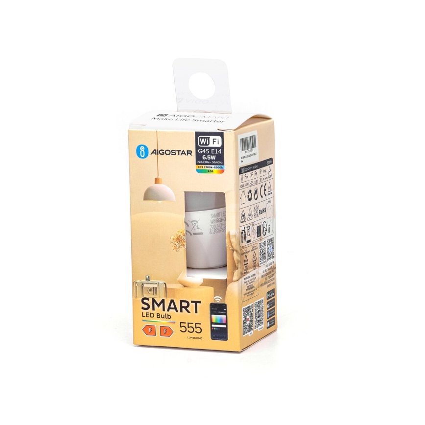 LED Prigušiva žarulja FILAMENT G45 E14/6,5W/230V 2700-6500K Wi-Fi - Aigostar
