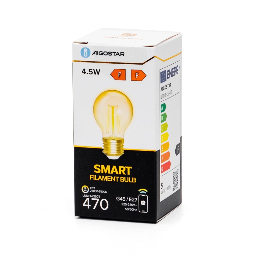 LED Prigušiva žarulja FILAMENT G45 E27/4,5W/230V 2700-6500K Wi-Fi - Aigostar