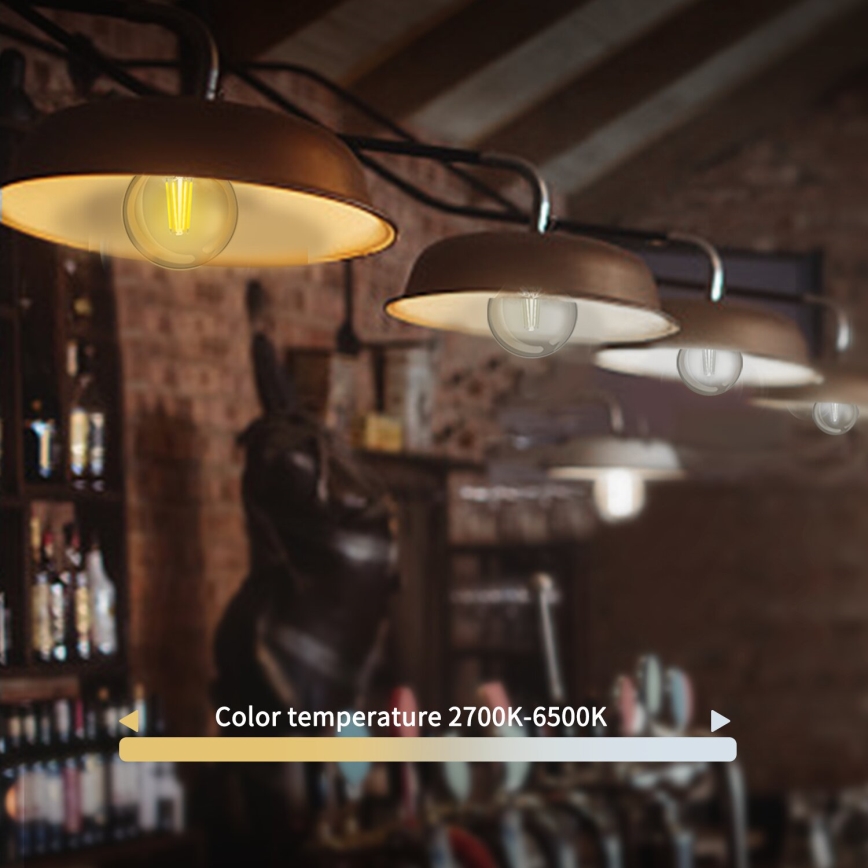 LED Prigušiva žarulja FILAMENT G45 E27/4,5W/230V 2700-6500K Wi-Fi - Aigostar