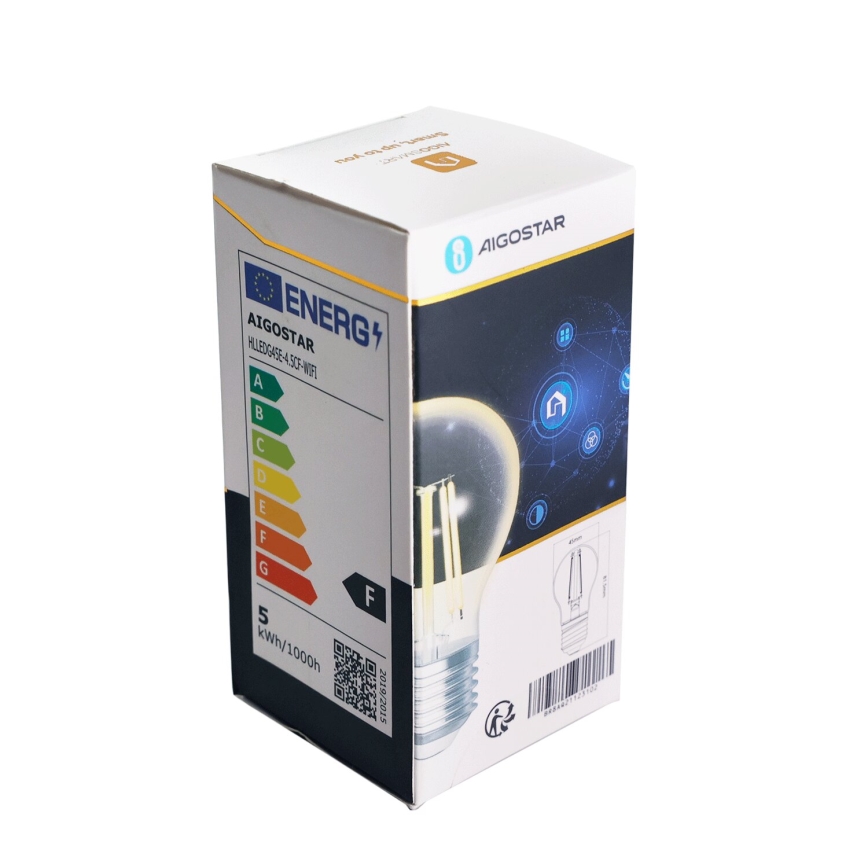 LED Prigušiva žarulja FILAMENT G45 E27/4,5W/230V 2700-6500K Wi-Fi - Aigostar