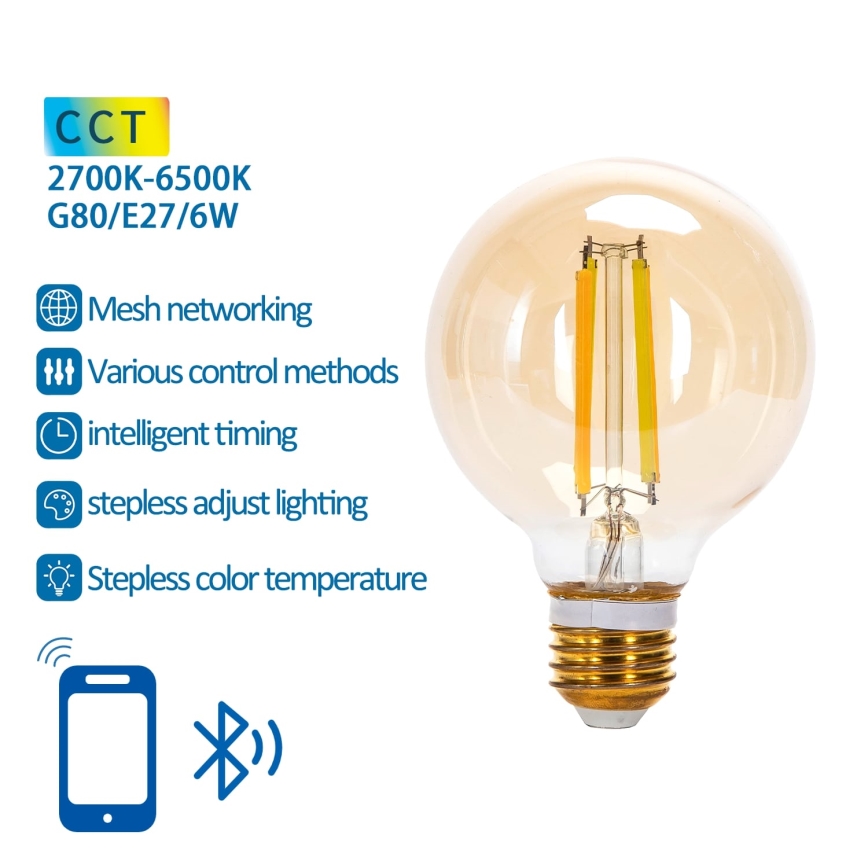 LED Prigušiva žarulja FILAMENT MESH Smart G80 E27/6W/230V 2700-6500K - Aigostar