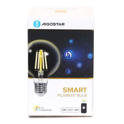 LED Prigušiva žarulja FILAMENT G80 E27/6W/230V 2700-6500K Wi-Fi - Aigostar