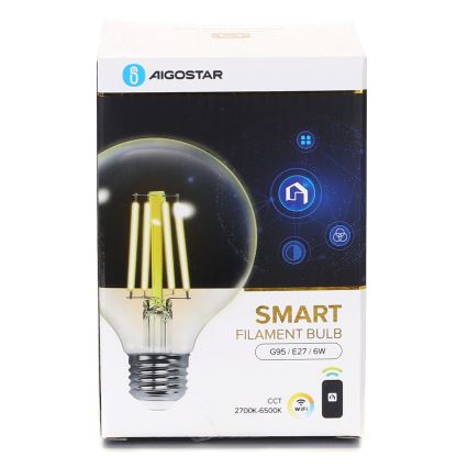 LED Prigušiva žarulja FILAMENT G95 E27/6W/230V 2700-6500K Wi-Fi - Aigostar