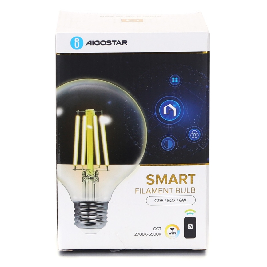 LED Prigušiva žarulja FILAMENT G95 E27/6W/230V 2700-6500K Wi-Fi - Aigostar