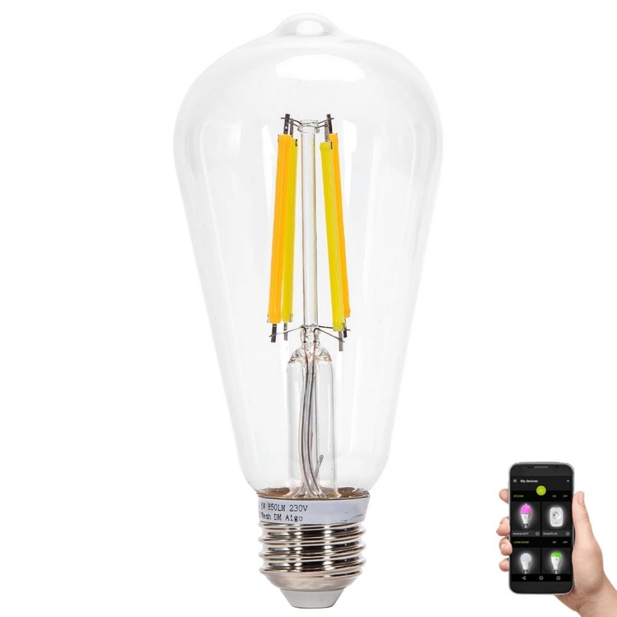 LED Prigušiva žarulja FILAMENT MESH Smart ST64 E27/6W/230V 2700-6500K - Aigostar
