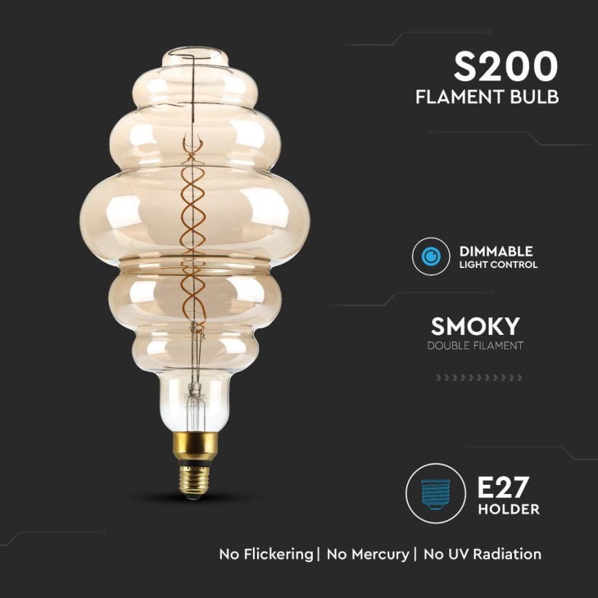 LED Prigušiva žarulja FILAMENT S200 E27/8W/230V 1800K