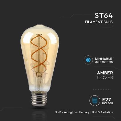 LED Prigušiva žarulja FILAMENT ST64 E27/4,8W/230V 1800K