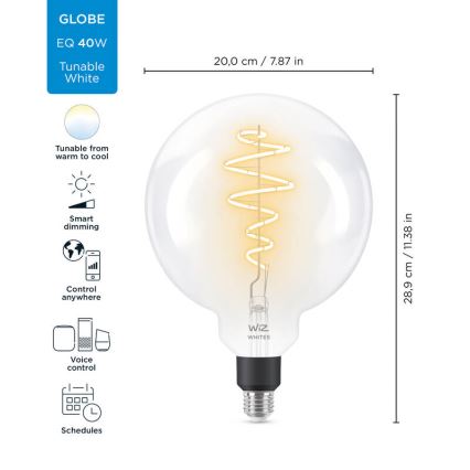 LED Prigušiva žarulja FILAMENT G200 E27/6,5W/230V 2700-6500K CRI 90 Wi-Fi - WiZ