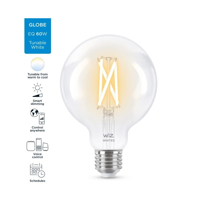 LED Prigušiva žarulja FILAMENT G95 E27/6,7W/230V 2700-6500K CRI 90 Wi-Fi - WiZ