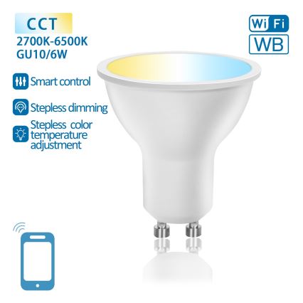 LED Prigušiva žarulja GU10/6W/230V 2700-6500K Wi-Fi - Aigostar