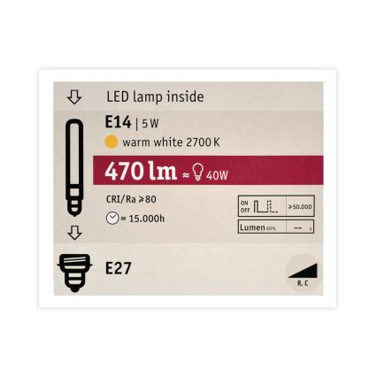 LED Prigušiva žarulja MOSAIC G125 E27/5W/230V 2700K - Paulmann 28747