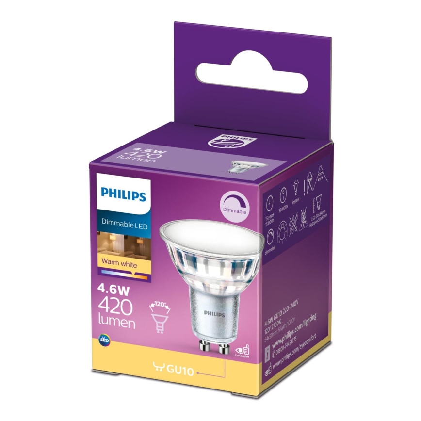 LED Prigušiva žarulja Philips GU10/4,6W/230V 2700K