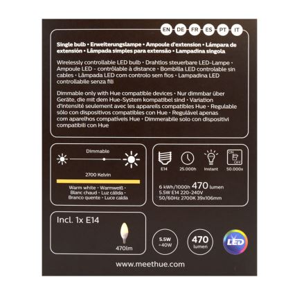 LED Prigušiva žarulja Philips Hue WHITE E14/5,5W/230V 2700K