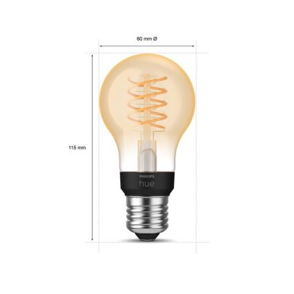 LED Prigušiva žarulja Philips Hue WHITE FILAMENT A60 E27/7W/230V 2100K