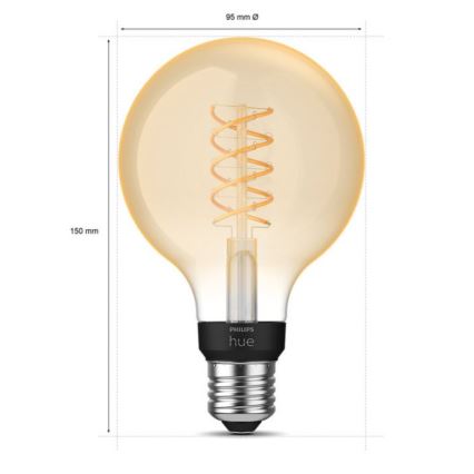 LED Prigušiva žarulja Philips Hue WHITE FILAMENT G93 E27/7,2W/230V 2100K