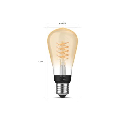 LED Prigušiva žarulja Philips Hue WHITE FILAMENT ST64 E27/7W/230V 2100K