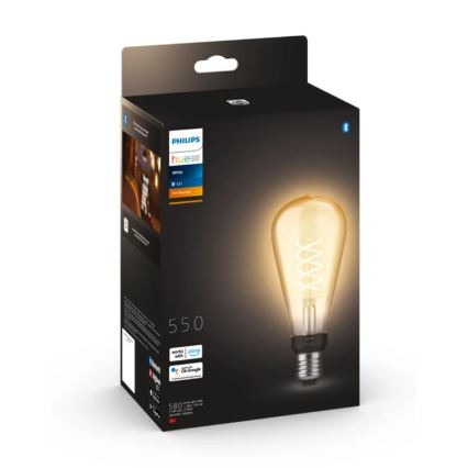 LED Prigušiva žarulja Philips Hue WHITE FILAMENT ST72 E27/7W/230V 2100K