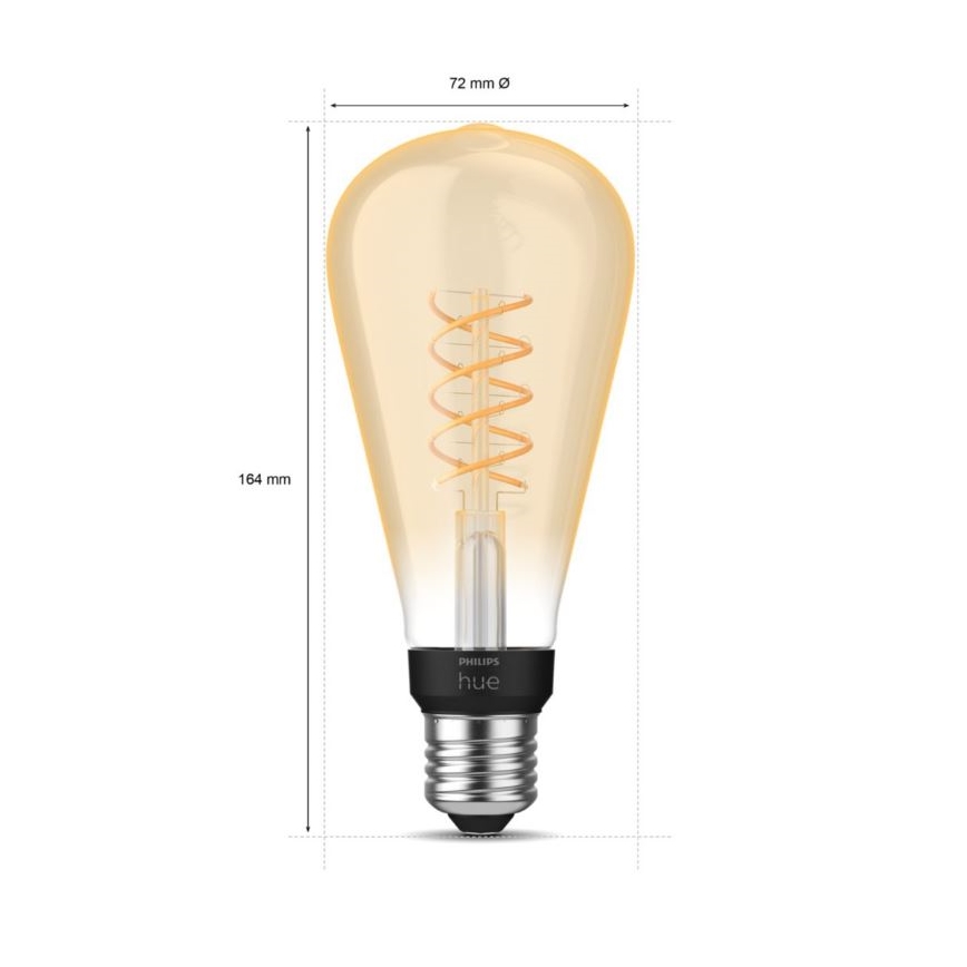 LED Prigušiva žarulja Philips Hue WHITE FILAMENT ST72 E27/7W/230V 2100K