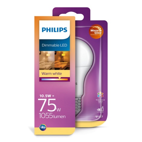 LED Prigušiva žarulja Philips Warm Glow A60 E27/10,5/230V 2200-2700K