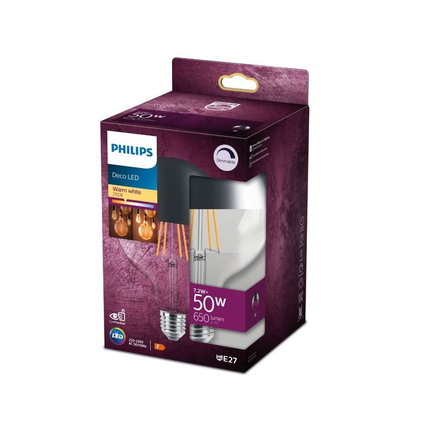 LED Prigušiva žarulja sa zrcalnom kalotom DECO Philips G125 E27/7,2W/230V 2700K