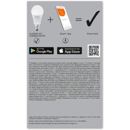 LED Prigušiva žarulja SMART+ E27/9,5W/230V 2700K-6500K Wi-Fi - Ledvance