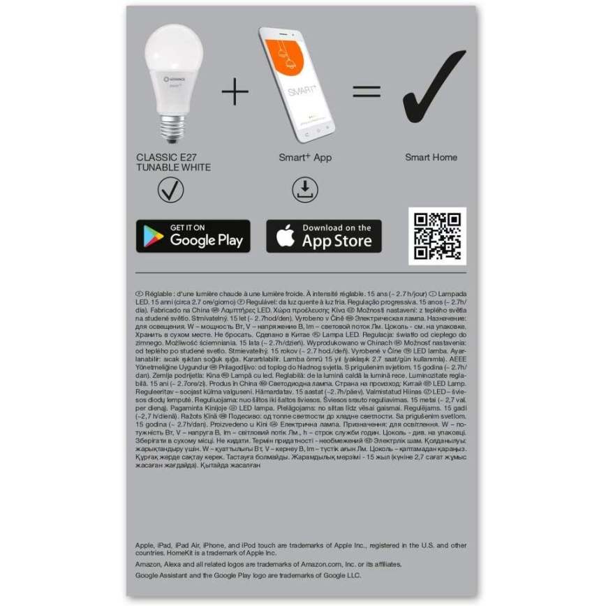 LED Prigušiva žarulja SMART+ E27/9,5W/230V 2700K-6500K Wi-Fi - Ledvance