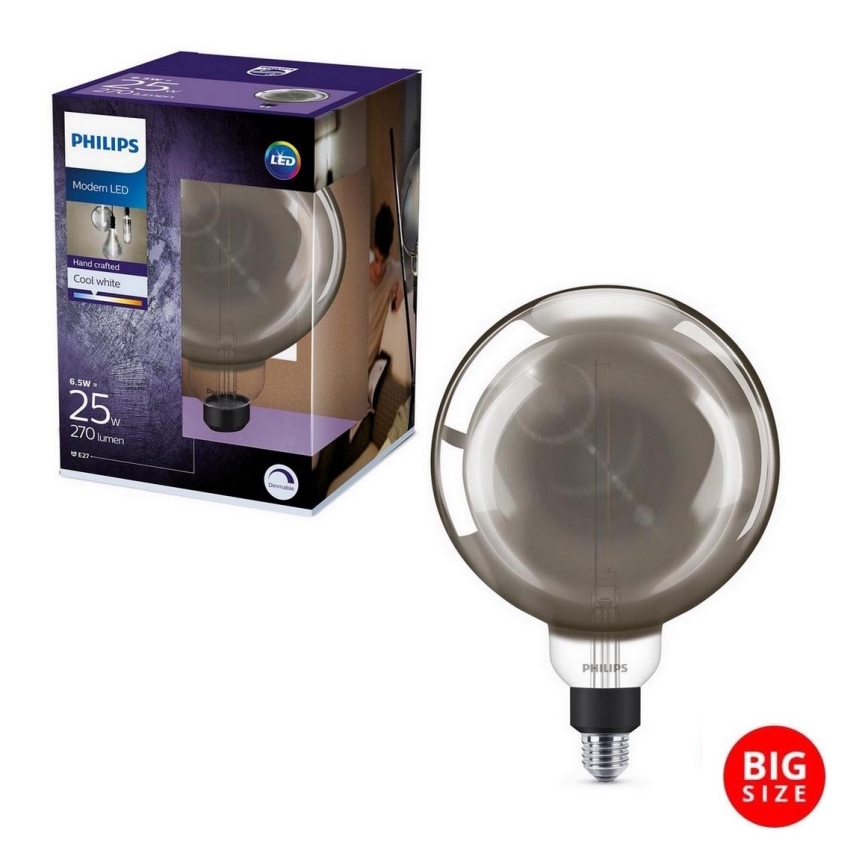 LED prigušiva žarulja SMOKY VINTAGE Philips G200 E27/6,5W/230V 4000K