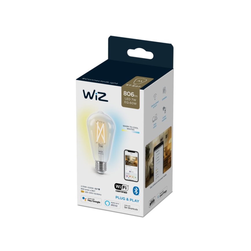 LED Prigušiva žarulja FILAMENT ST64 E27/6,7W/230V 2700-6500K CRI 90 Wi-Fi - WiZ