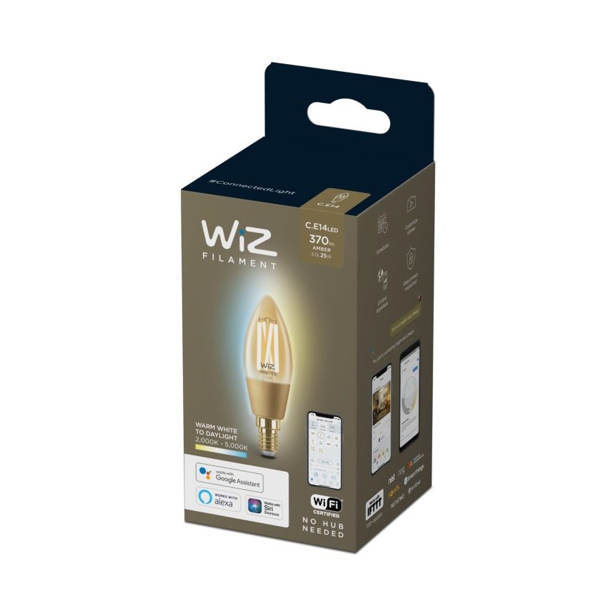 LED Prigušiva žarulja VINTAGE FILAMENT C35 E14/4,9W/230V 2000-5000K CRI 90 Wi-Fi - WiZ