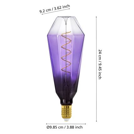 LED prigušiva žarulja VINTAGE E27/4W/230V 1800K ljubičasta - Eglo 110237