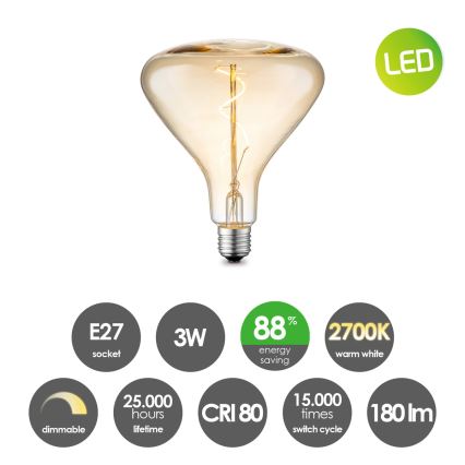 LED Prigušiva žarulja VINTAGE EDISON E27/3W/230V 2700K