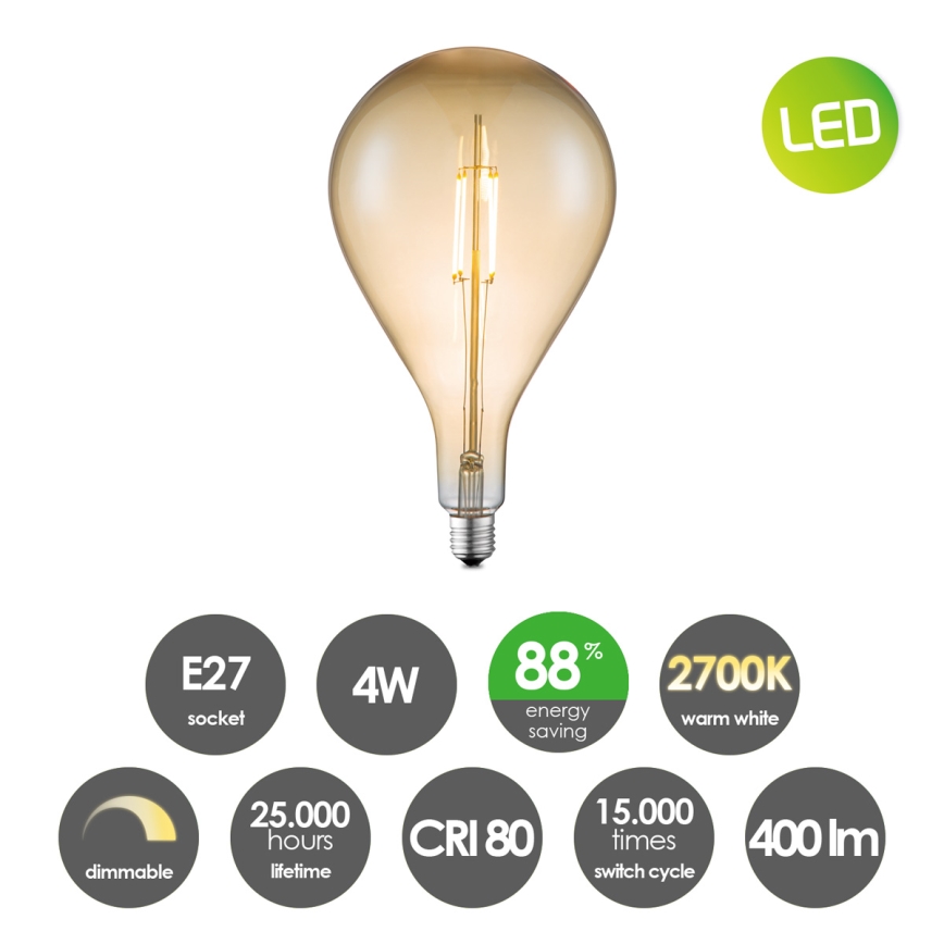 LED Prigušiva žarulja VINTAGE EDISON E27/4W/230V 2700K