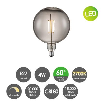 LED Prigušiva žarulja VINTAGE EDISON G180 E27/4W/230V 2700K