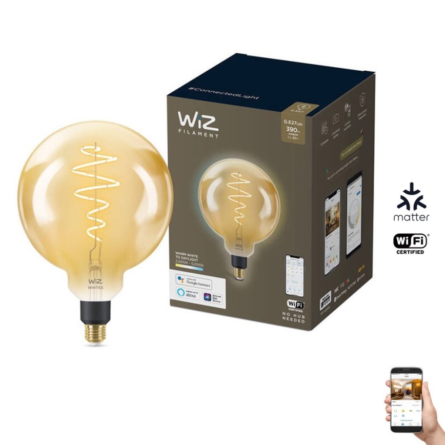 LED Prigušiva žarulja VINTAGE FILAMENT G200 E27/6W/230V 2000-5000K CRI 90 Wi-Fi - WiZ