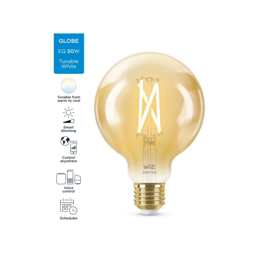 LED Prigušiva žarulja VINTAGE FILAMENT G95 E27/6,7W/230V 2000-5000K CRI 90 Wi-Fi - WiZ