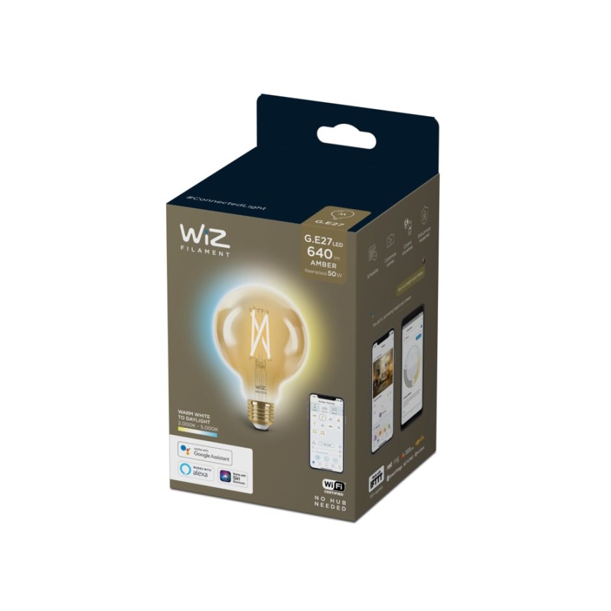 LED Prigušiva žarulja VINTAGE FILAMENT G95 E27/6,7W/230V 2000-5000K CRI 90 Wi-Fi - WiZ
