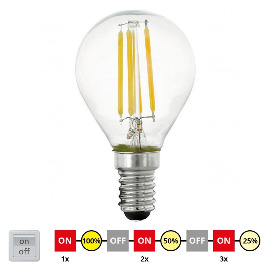 LED Prigušiva žarulja VINTAGE P45 E14/4W/230V 2700K - STEPDIMMING - Eglo 11754
