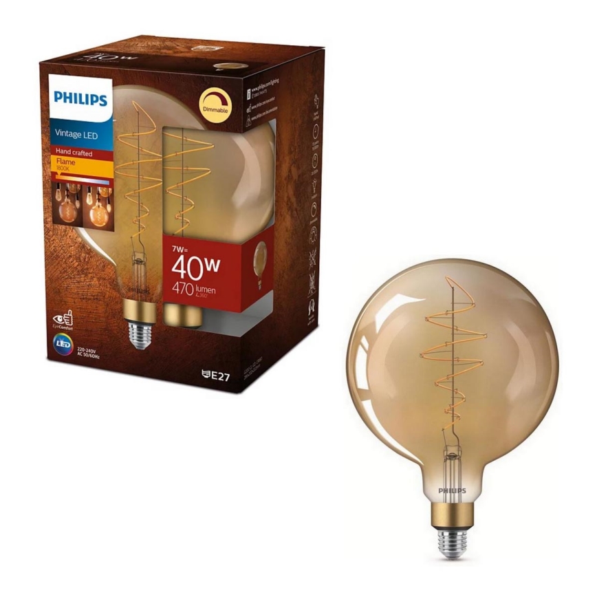 LED Prigušiva žarulja VINTAGE Philips G200 E27/7W/230V 2000K