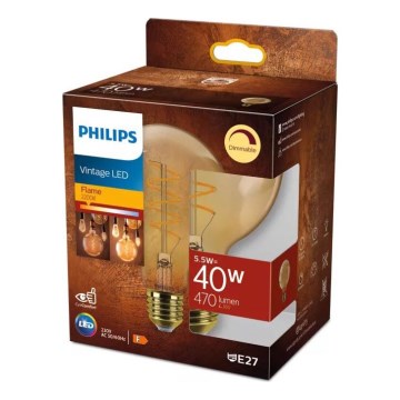 LED Prigušiva žarulja VINTAGE Philips G95 E27/5,5W/230V 2200K