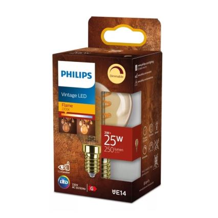 LED prigušiva žarulja VINTAGE Philips P45 E14/3W/230V 2200K