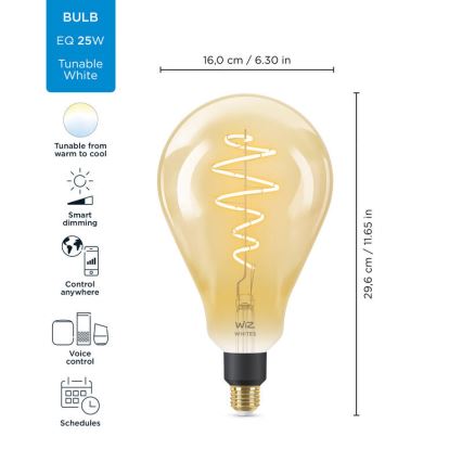 LED Prigušiva žarulja VINTAGE FILAMENT PS160 E27/6,5W/230V 2000-5000K CRI 90 Wi-Fi -WiZ