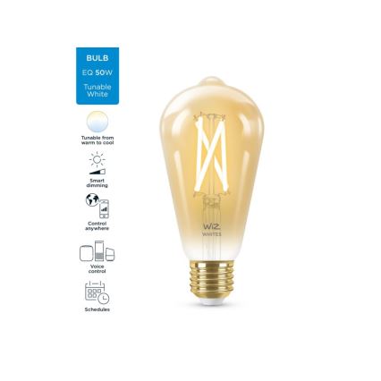 LED Prigušiva žarulja VINTAGE FILAMENT ST64 E27/7W/230V 2000-5000K CRI 90 Wi-Fi - WiZ