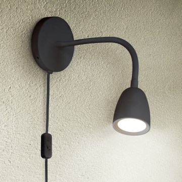 LED Prigušiva zidna lampica LED/4W/230V crna