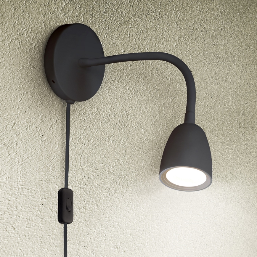 LED Prigušiva zidna lampica LED/4W/230V crna