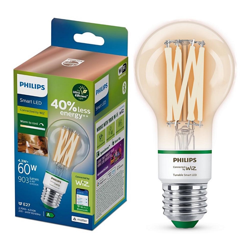 LED prigušivačka Philips A60 E27/4,3W/230V 2700-4000K CRI 90 Wi-Fi