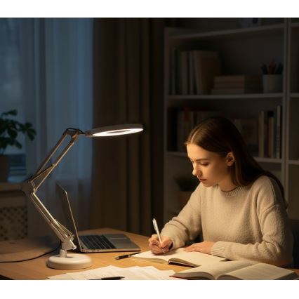 LED stolna svjetiljka s povećalom i podesivom svjetlinom 2 u 1 AURIQ LOUPE LED/10W/5V 3000/4000/6500K bijela